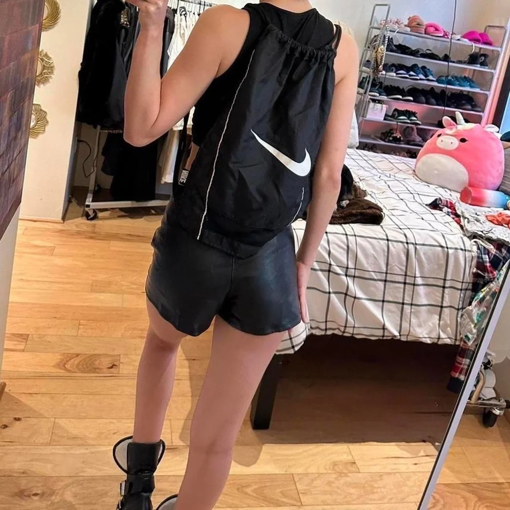 Nike Black and White Drawstring Backpack
